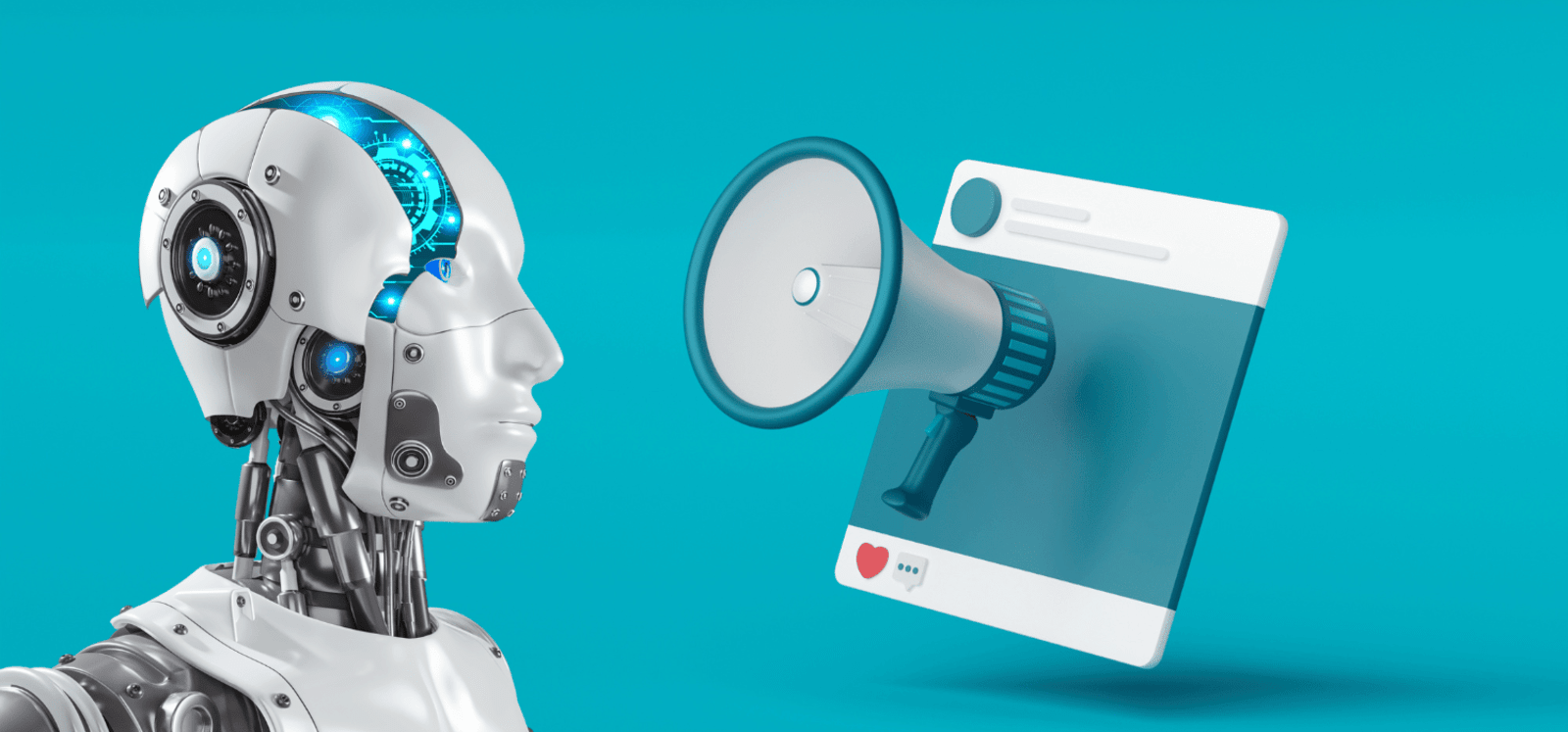 Megaphone pointed towards a robot